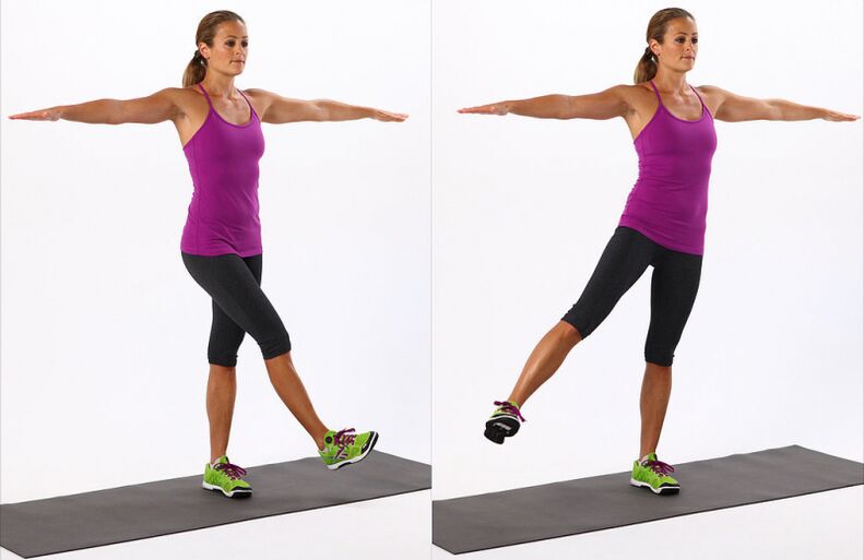 Os balances das pernas axudarán a traballar eficazmente os músculos das coxas